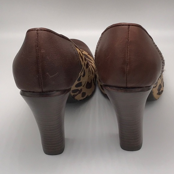NWT Fossil Sahara Stacked Heel Pump Leather Animal Print Size 8 NIB - Picture 4 of 13